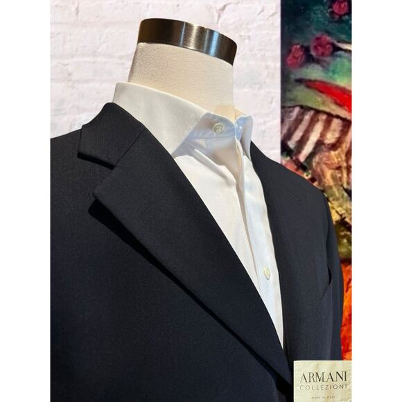 Armani Collezioni 44L 36x30 Navy Blue Designer 2 Piece Suit Jacket Pants Set - Picture 3 of 16